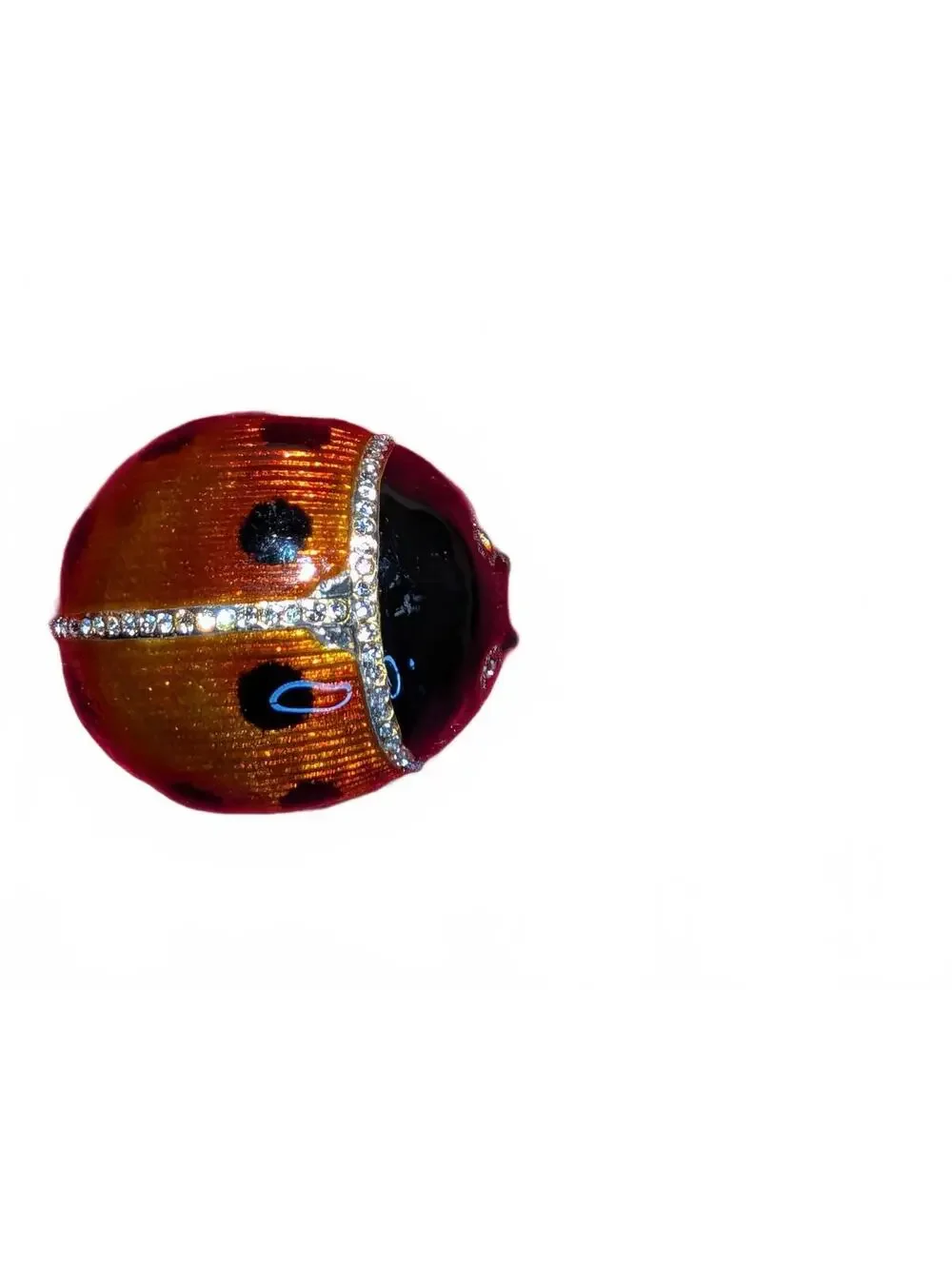 Vintage Nina Sterling Silver Ladybug Brooch Pin with Rhinestones